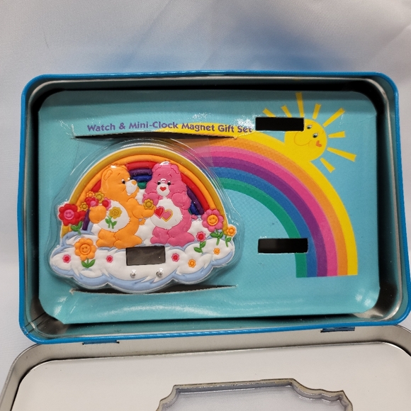 2003 Care Bears Mini-Clock Magnet Gift Set With Case Tin Vintage - Picture 4 of 11